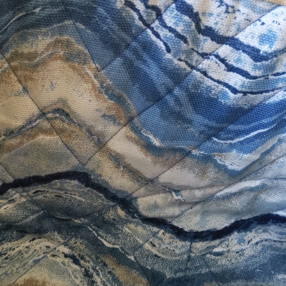 Homemade Waves Diamond Tote Beach Bag Blue Tan - Picture 12 of 16